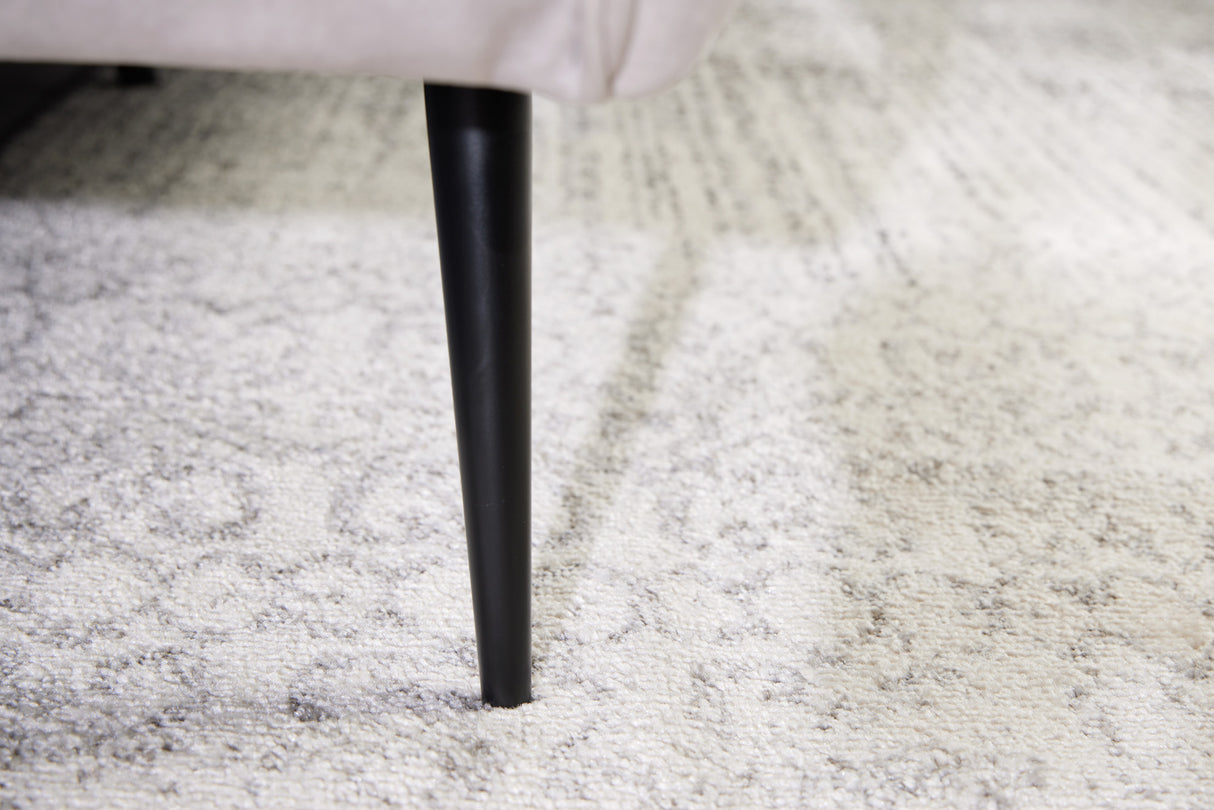 Sofa NOBLESSE 225cm 3-Sitzer Struktursamt Champagner mit schwarzen Füßen