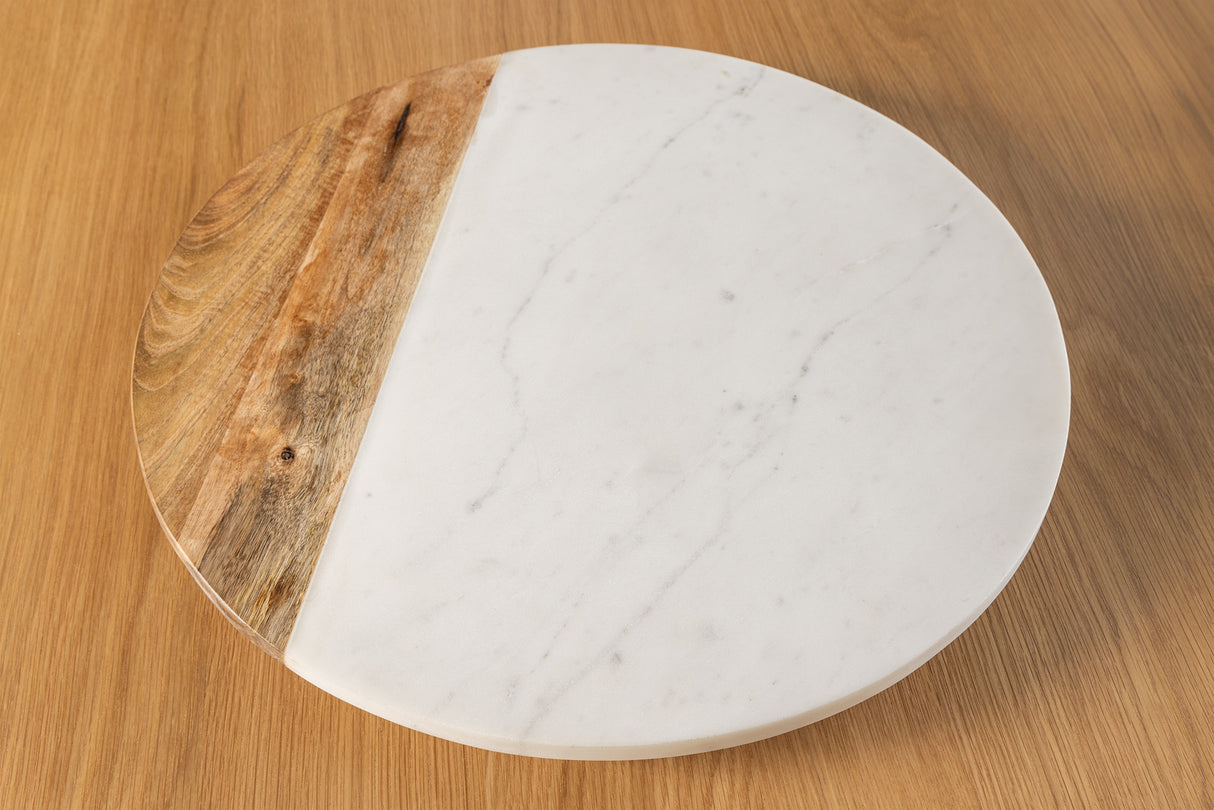 Drehteller SERVANT 50cm weißer Marmor Mangoholz