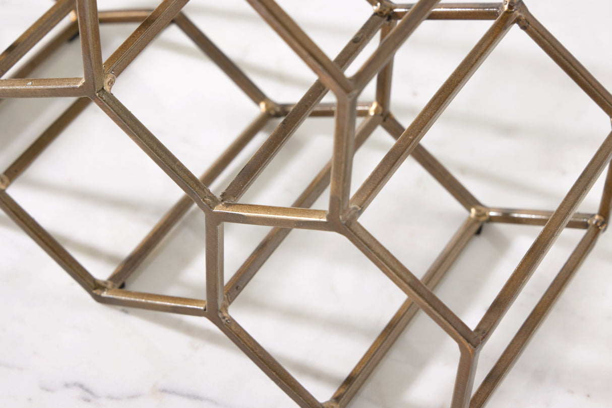 Wine shelf HONEYCOMB 35cm for 6 bottles gold