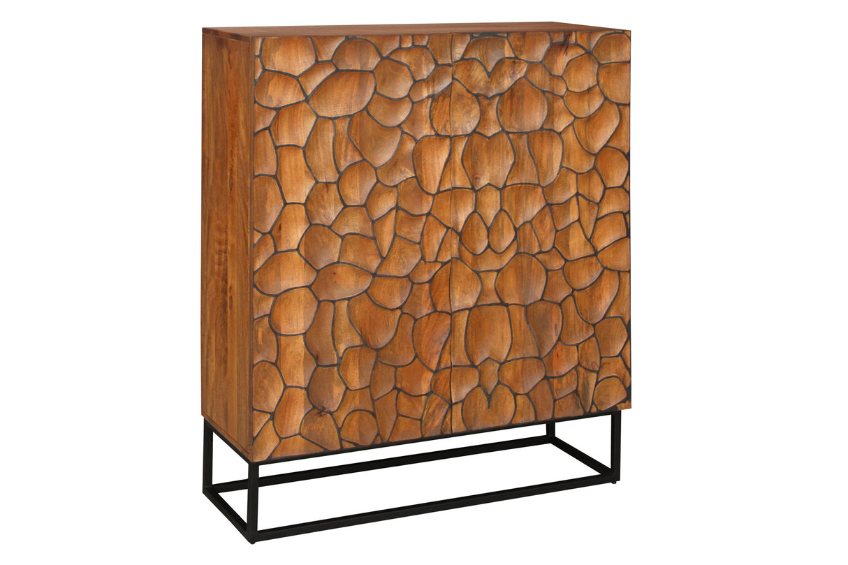 Highboard VULCANO 120cm 3D mosaic mango wood brown