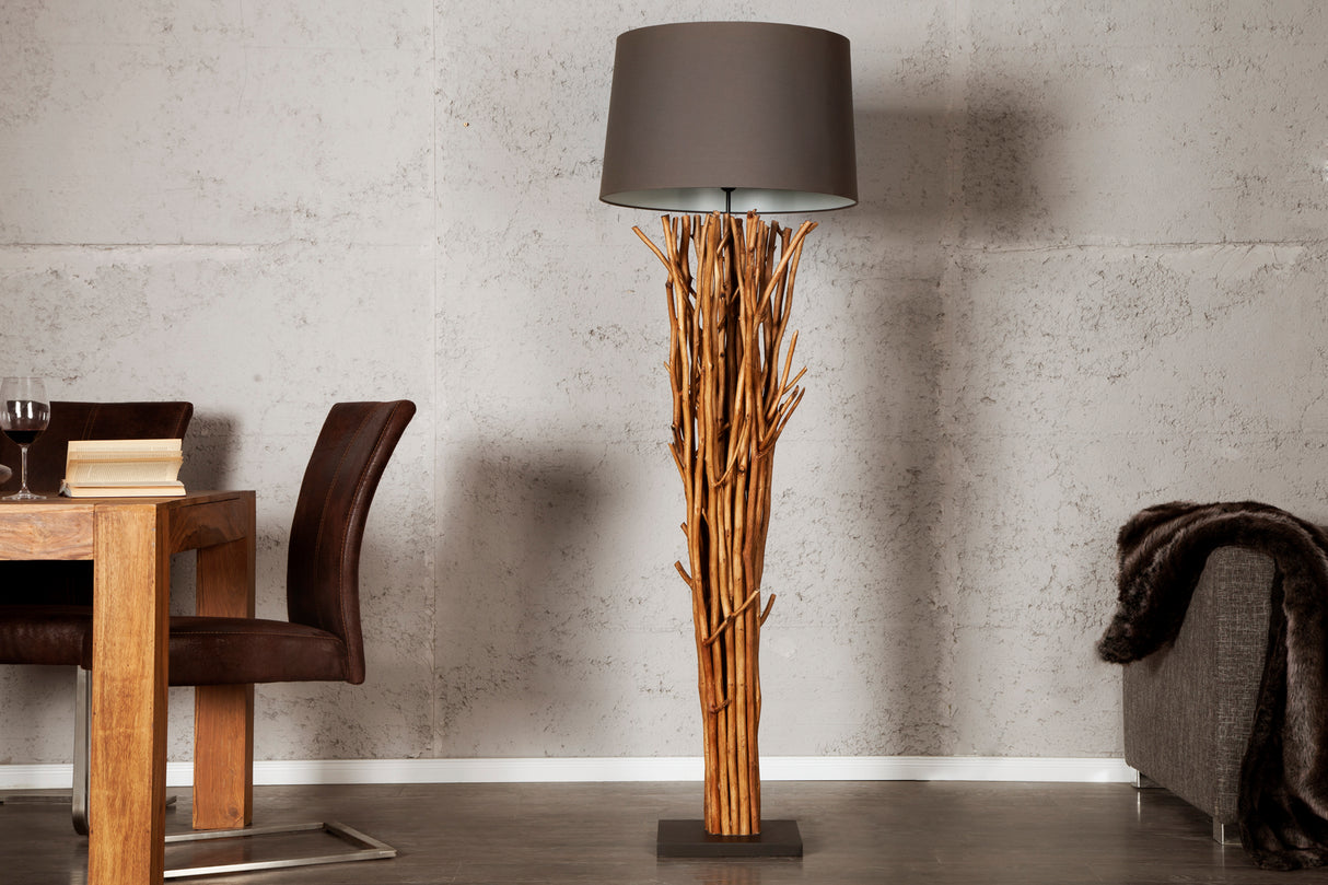 Lampenschirm 48x35x55cm Leinen graubraun für Stehlampe