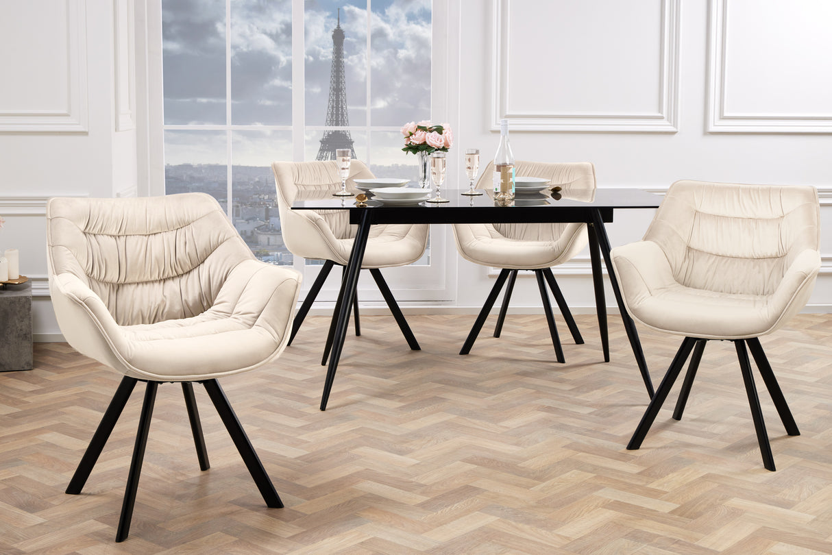 Swivel chair THE DUTCH COMFORT rotatable 180° champagne beige black legs