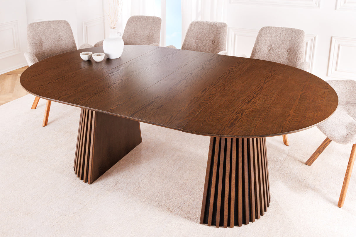 Dining table VALHALLA WOOD round 120-160-200cm extandable oak dark