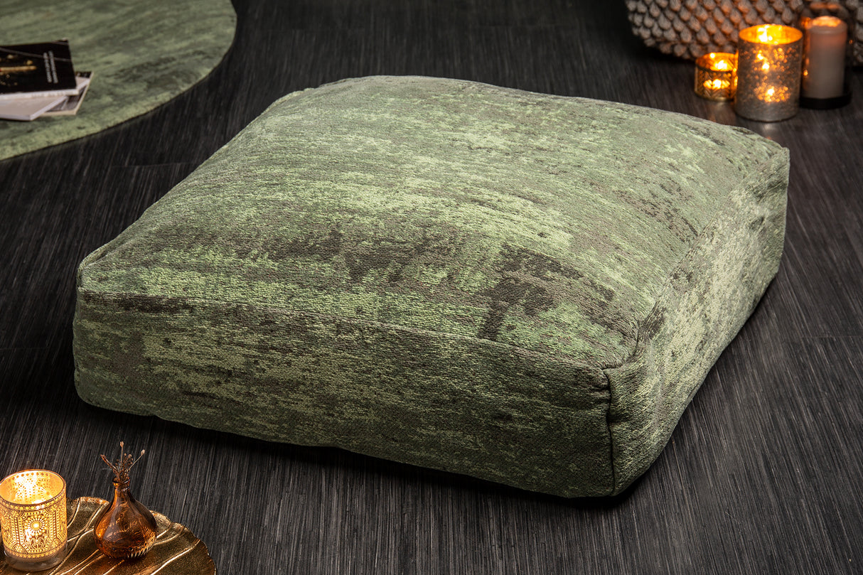Floor cushion MODERN ART 70cm flat woven fabric green