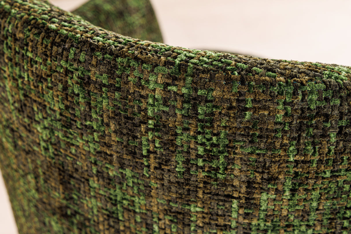 Chair EXTRAVAGANCIA dark green chenille fabric w/ armrests and champagne golden frame