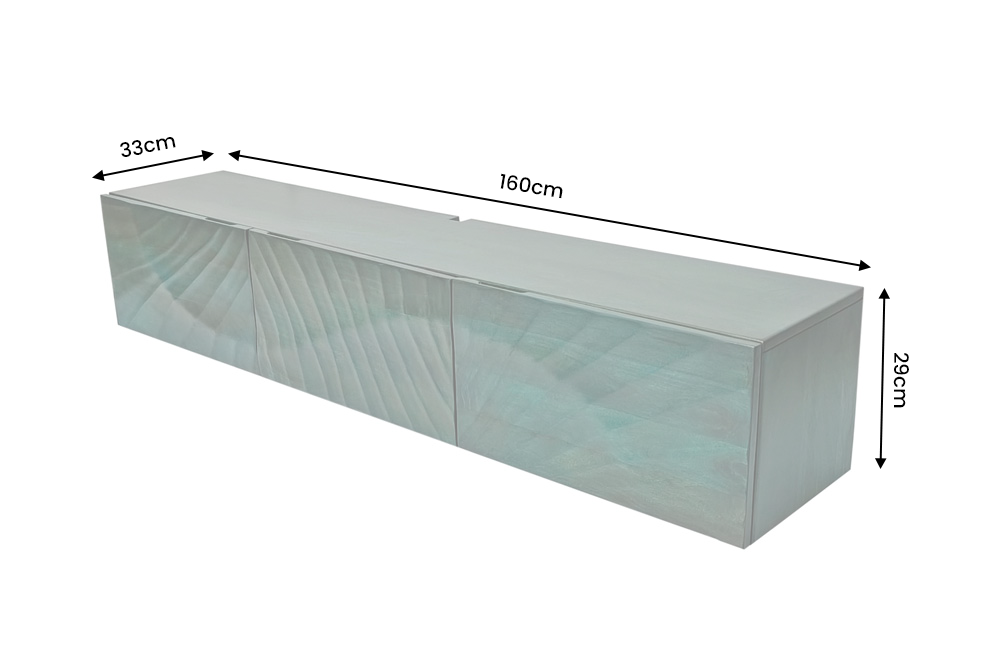 TV-Board SCORPION 160cm 3D hängend Mangoholz türkis