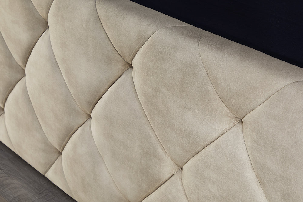Bed ELYSIUM 180x200cm velvet champagne beige w/ storage space