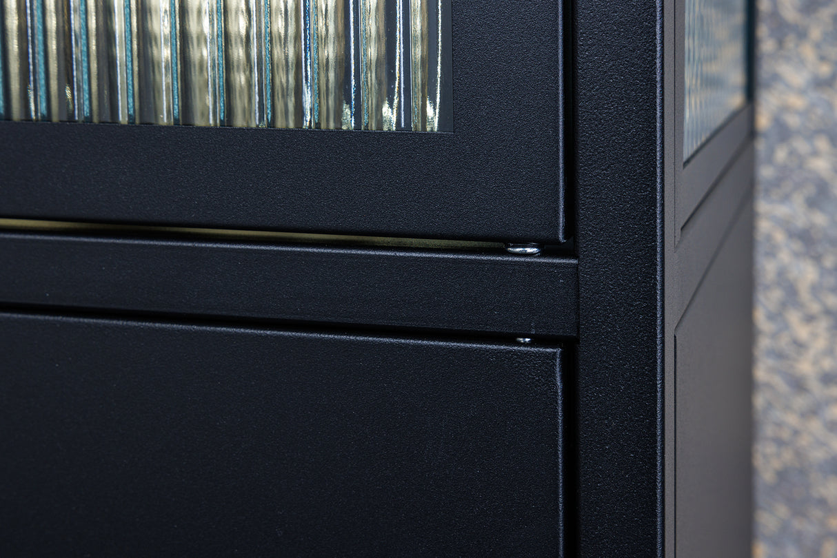 Display case PARIS 180cm ribbed glass black