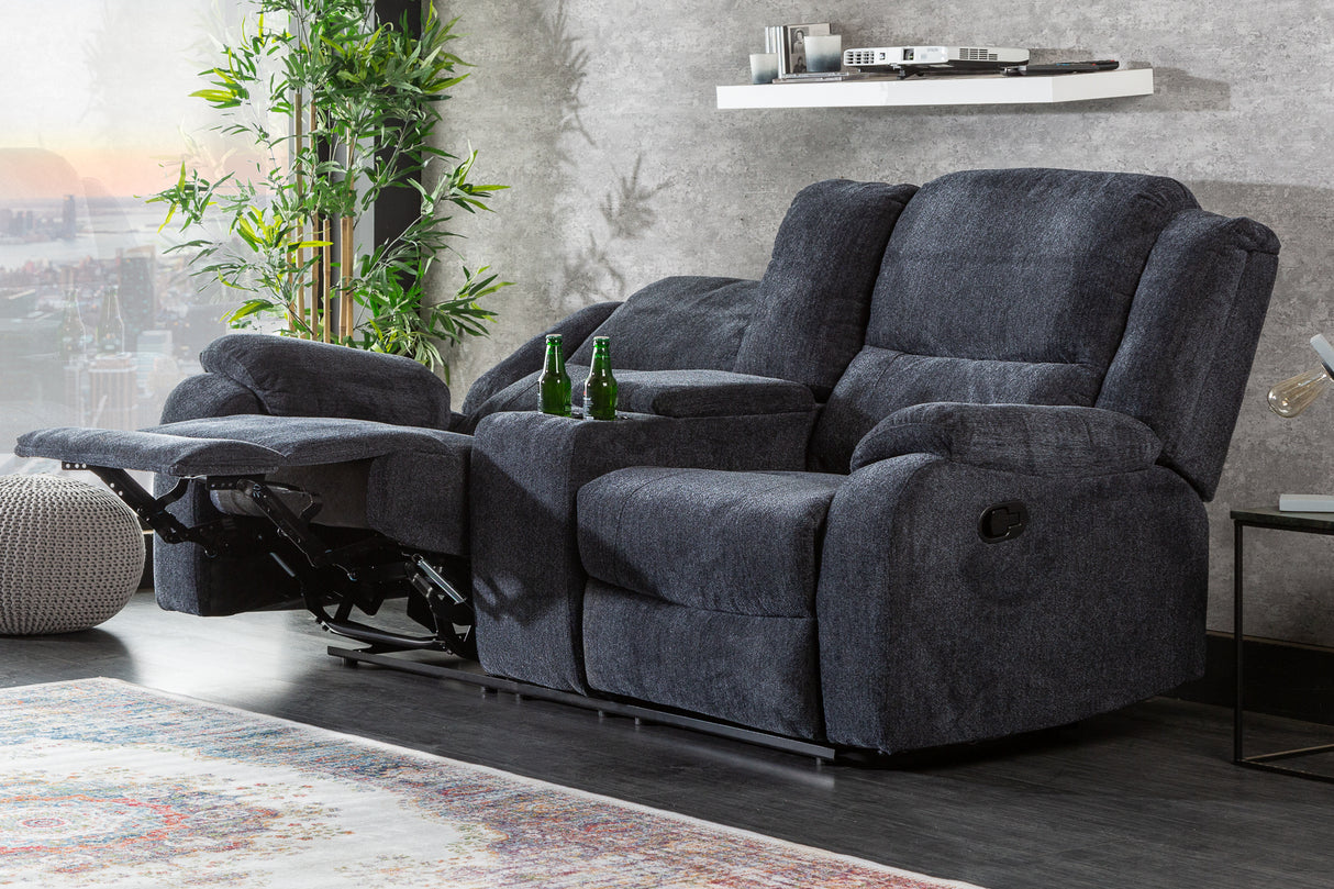 Cinema armchair HOLLYWOOD 2-seater textured fabric dark grey