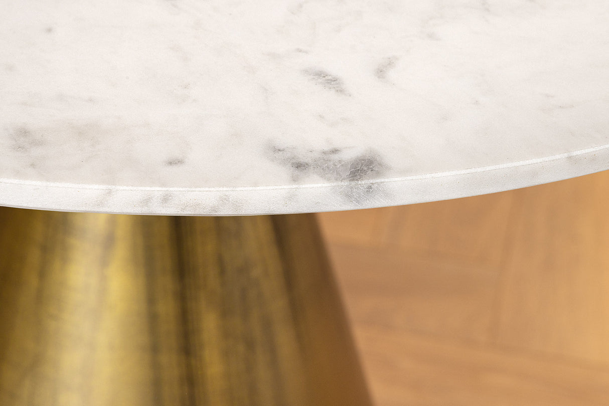 Dining table ELEGANCIA Ø 100cm iron base copper and marble top white