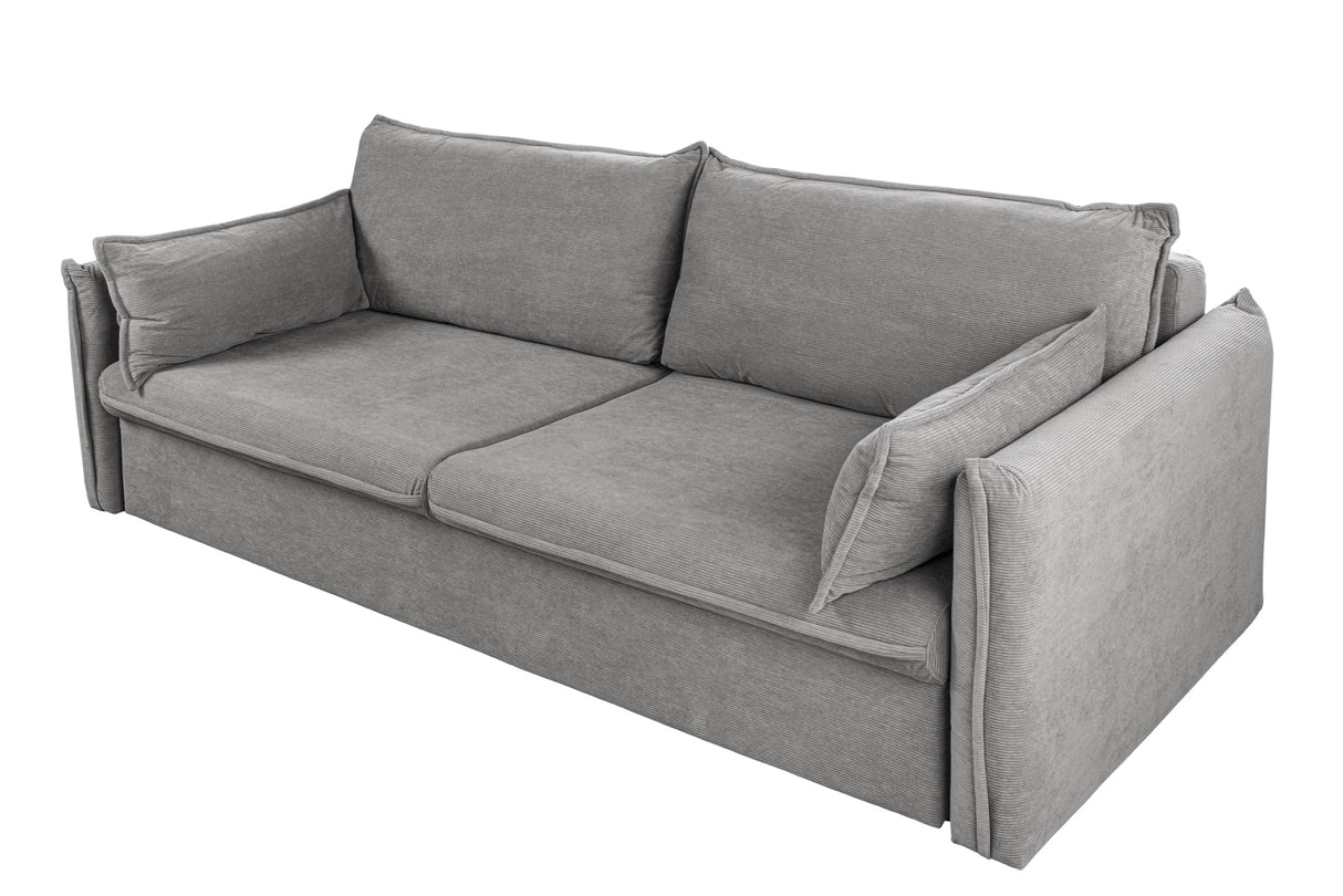 Sofa bed APARTMENT 215cm 3-seater cord grey w/ storage space