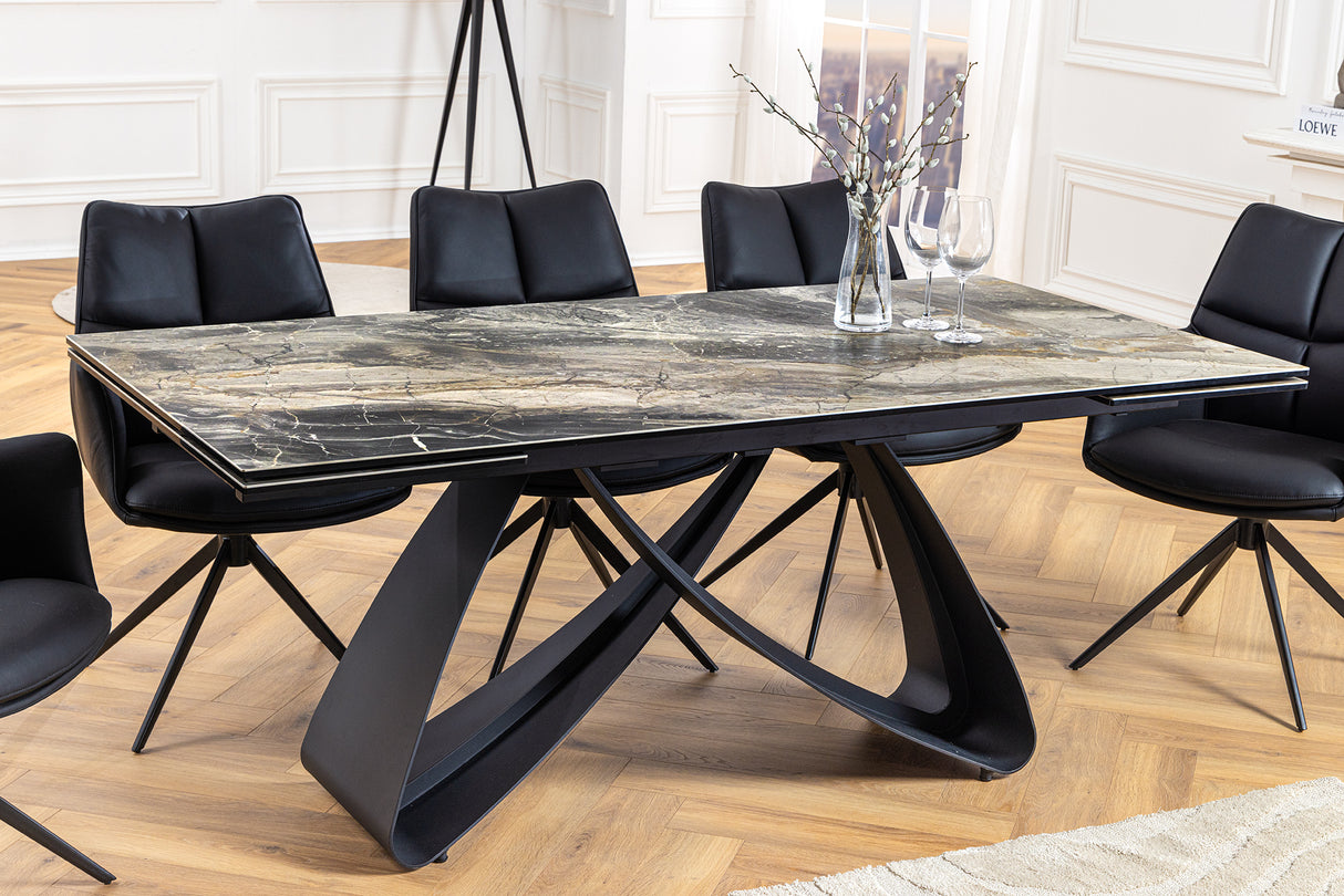 Esstisch INFINITY 180-220-260cm ausziehbar Keramik Marmoroptik taupe