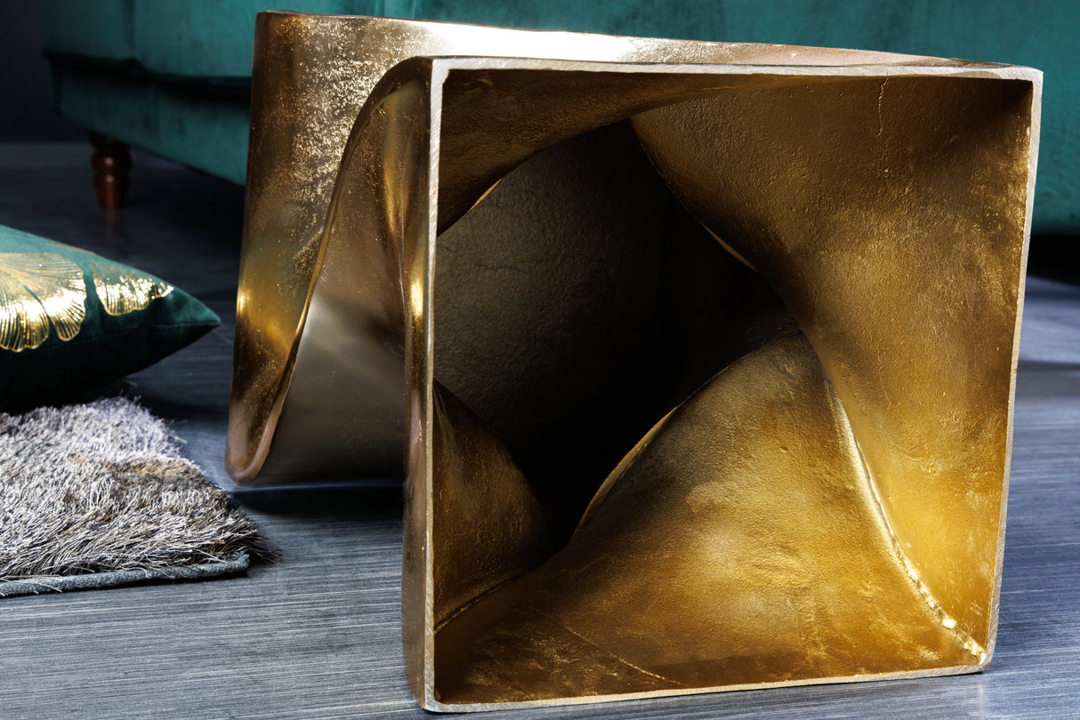 Hocker Beistelltisch TWIST 45cm gold Aluminium