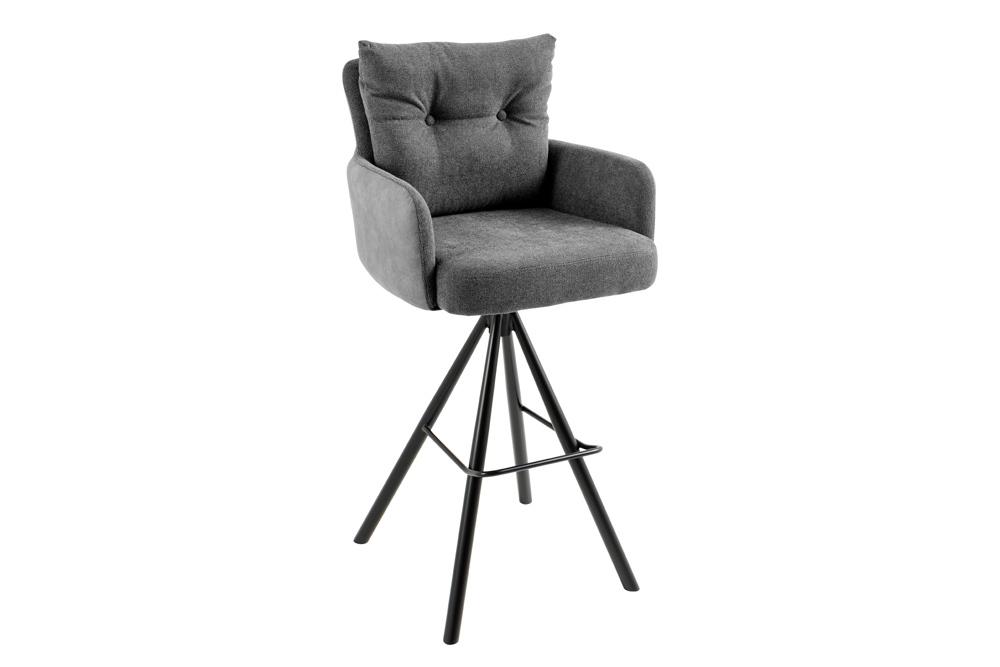 Bar stool BIG GEORGE rotatable w/ armrests velvet flat woven fabric anthracite