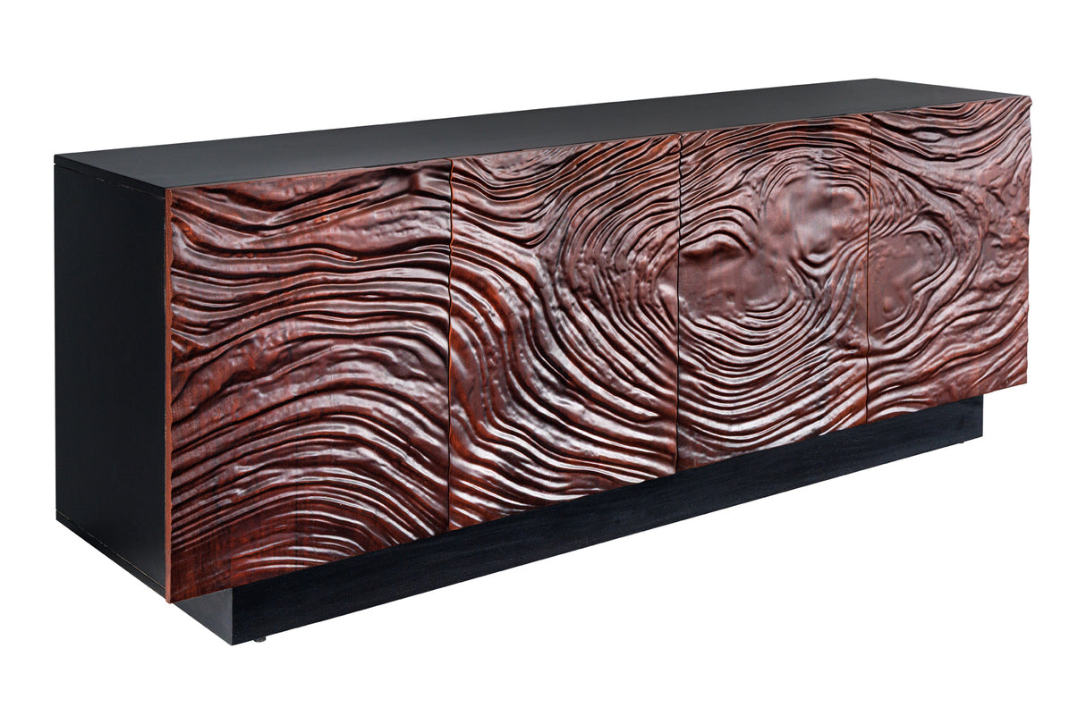 Sideboard FLUID 175cm 3D acacia wood black and dark walnut brown