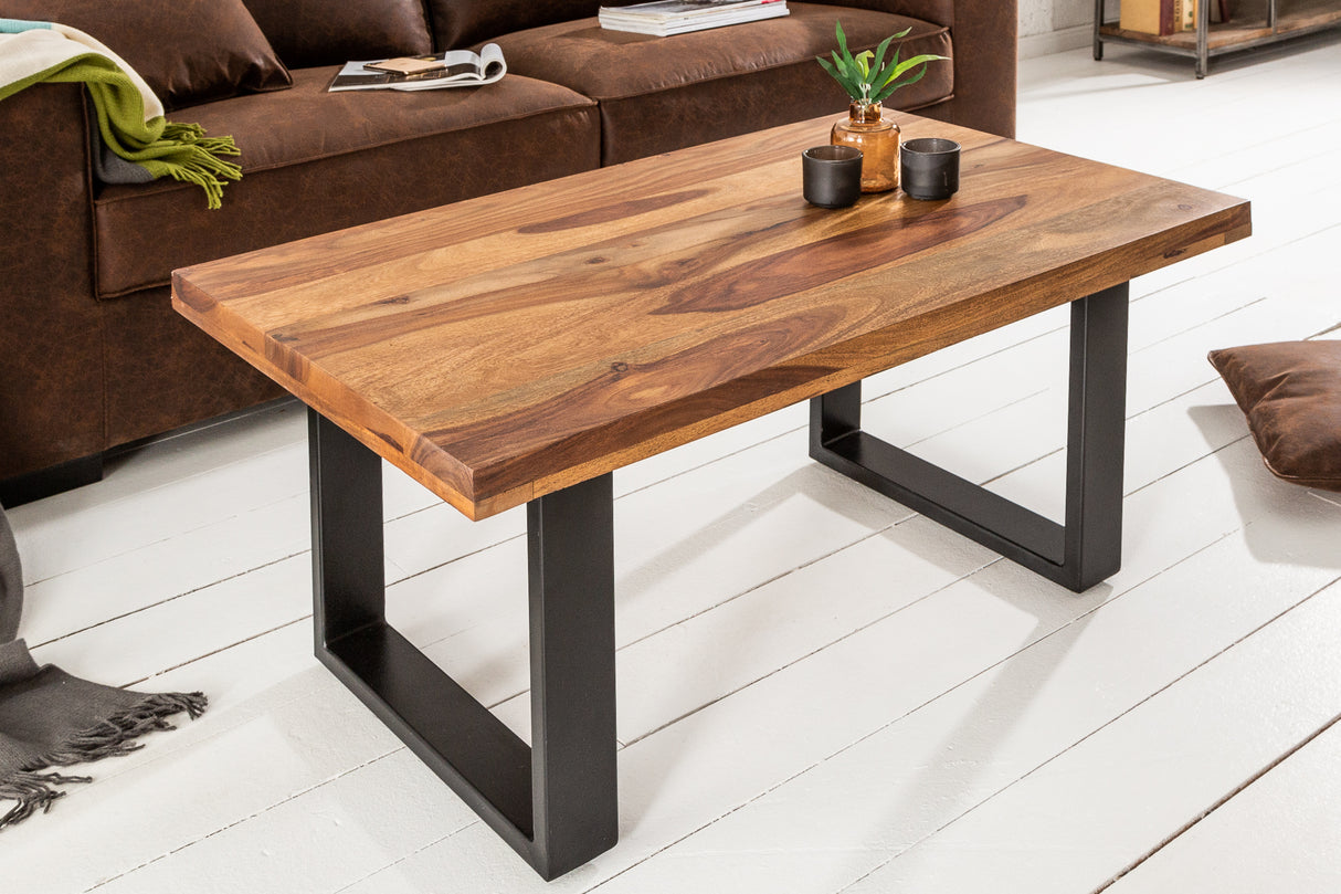 Coffee table IRON CRAFT 100cm U-legs sheesham wood