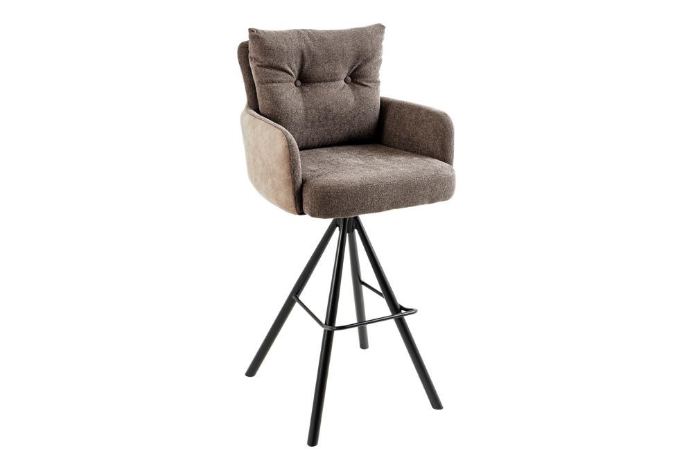 Bar stool BIG GEORGE rotatable w/ armrests velvet flat woven fabric taupe