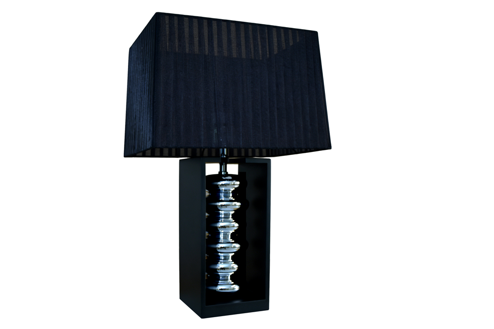 Tischleuchte GRACIA 55cm m. verstellb. Lampenschirm schwarz silber