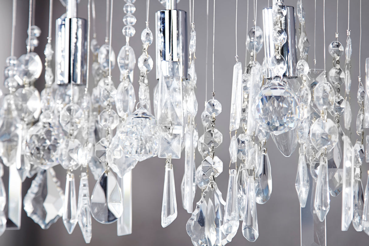 Pendelleuchte DIAMONDS 120cm 9 flammig silber