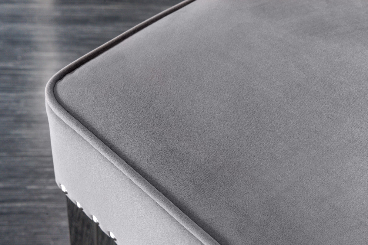 Sofa bench CASTLE DELUXE 165cm w/ lion´s head velvet grey in baroque style