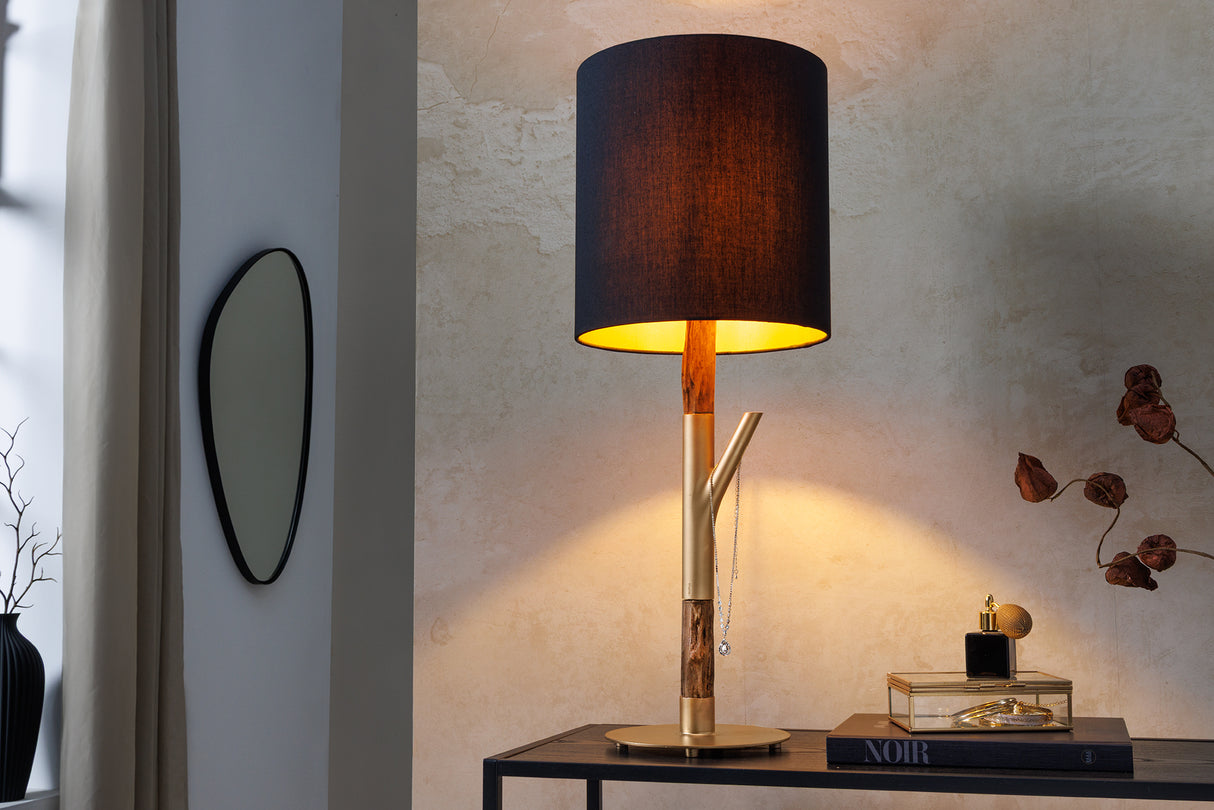 Table lamp JEWELRY 75cm sustained frame natural gold lampshade black