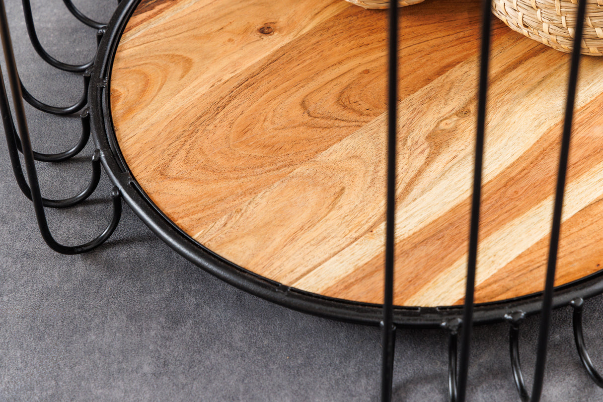 Beistelltisch TRUE ELEMENTS 50cm Gestell schwarz Akazienholz natur