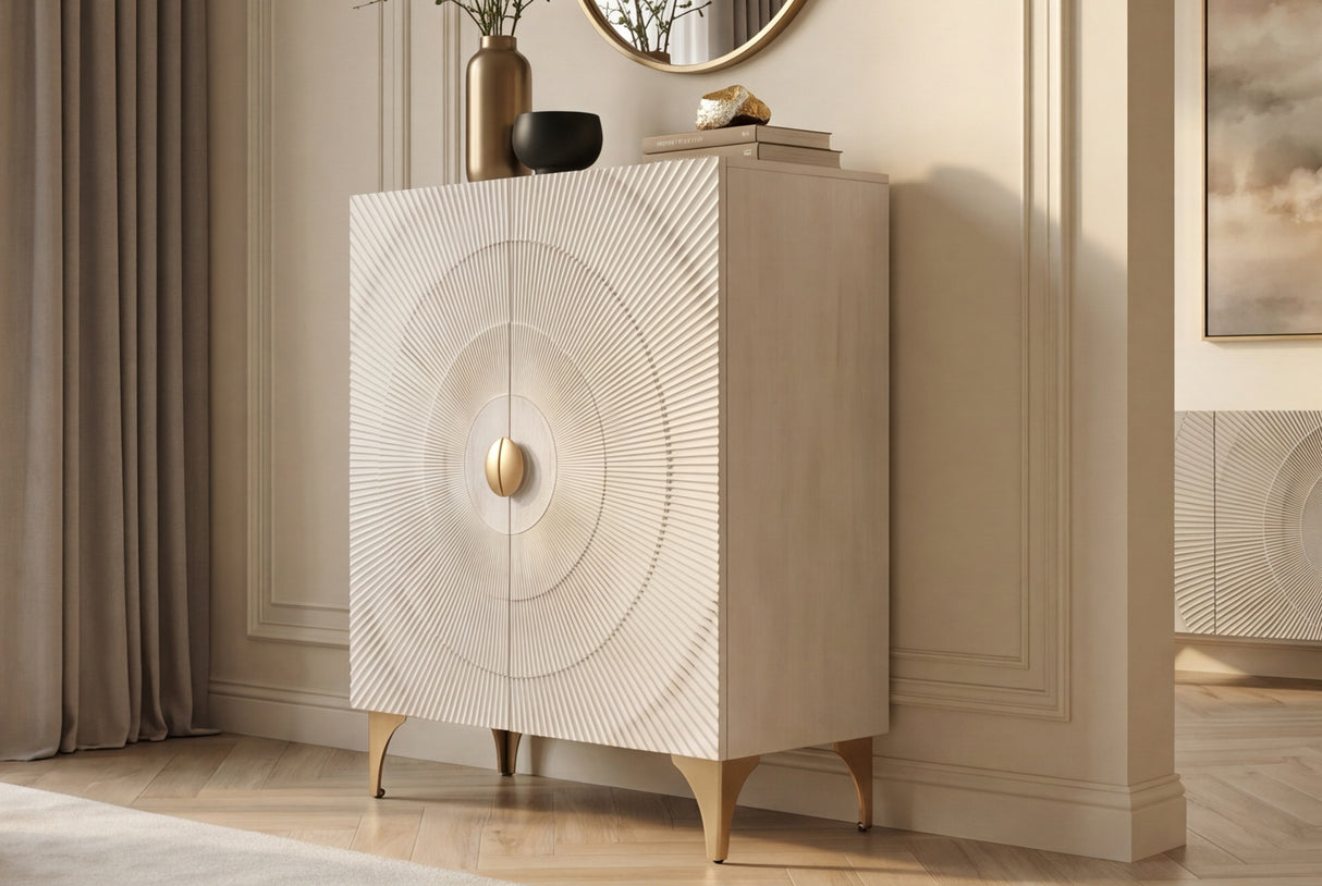 Highboard GOLDEN SUNSET 120cm 3D mango wood white