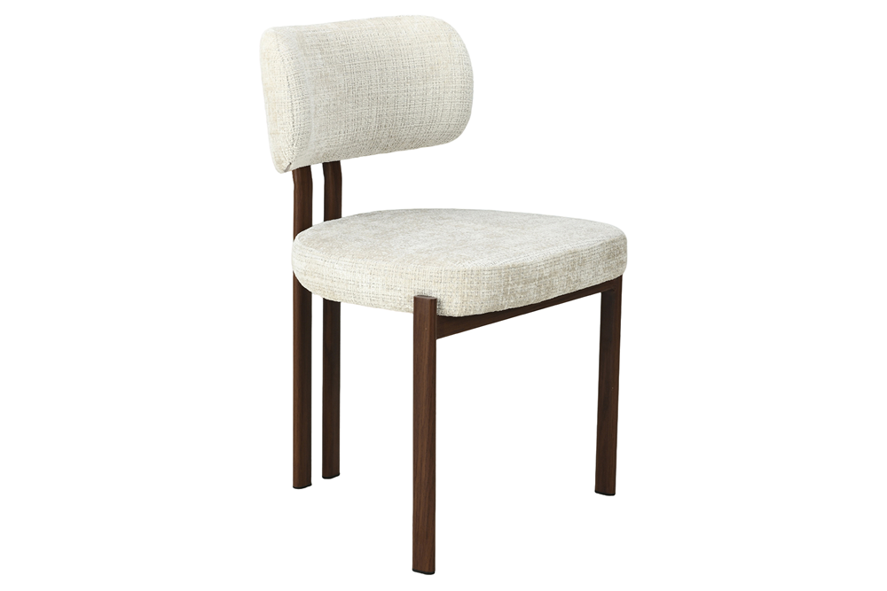Chair BELLANO chenille creamy beige walnut brown