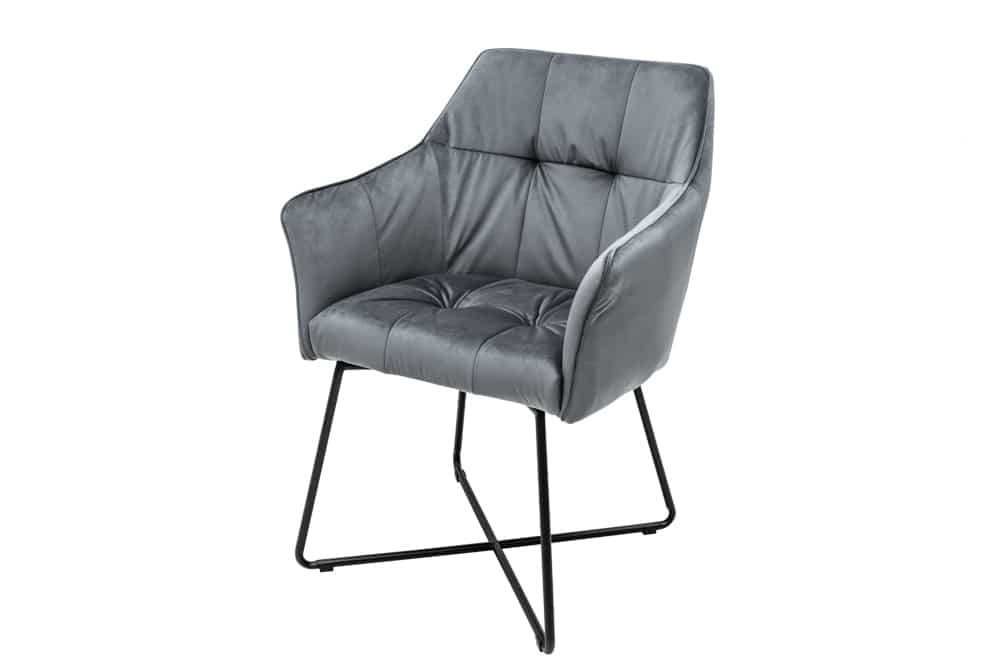 Chair LOFT with armrests velvet silver grey