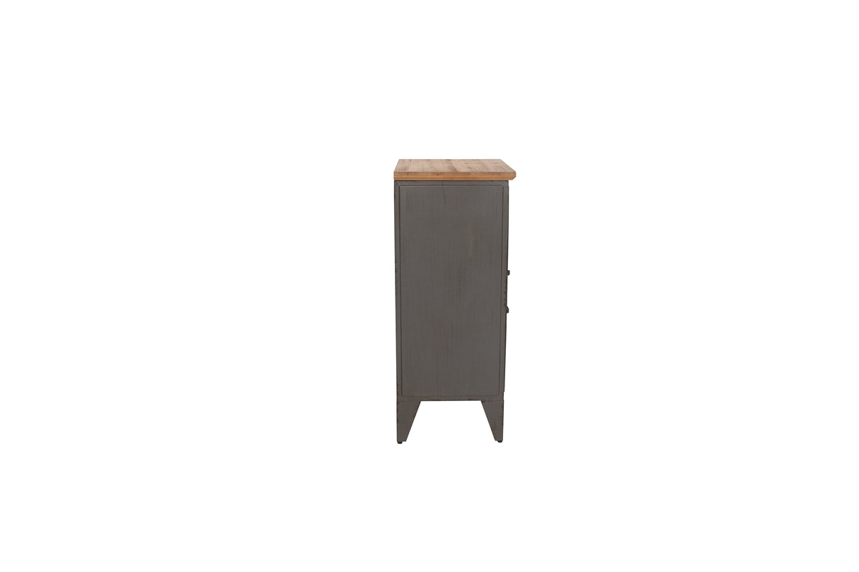 Cabinet NAUTILUS 80cm pine wood metal vintage brown
