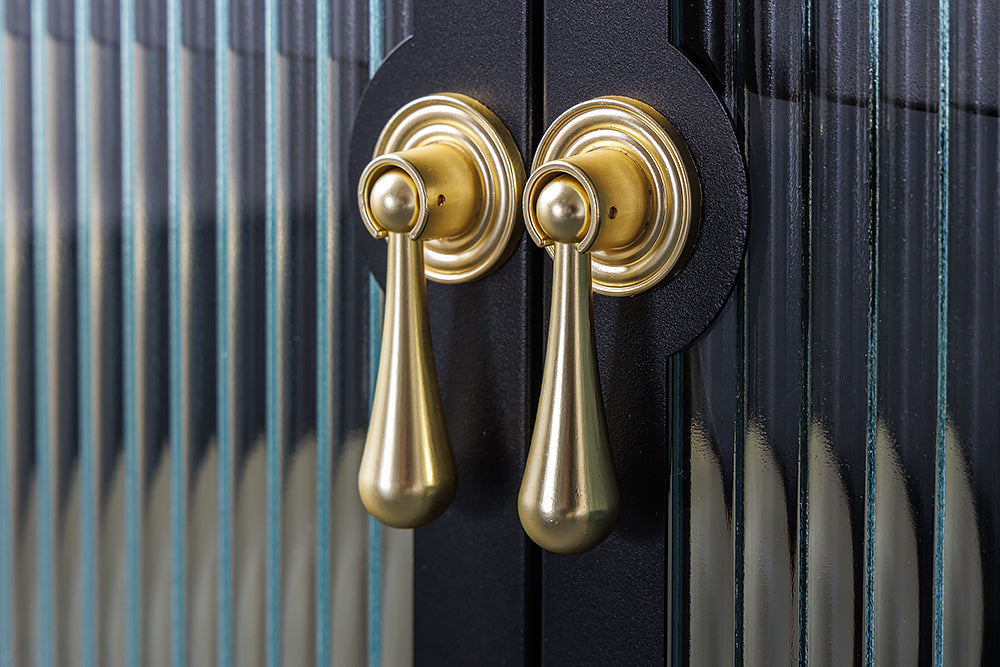 Display cabinet AMSTERDAM 105cm ribbed glass black