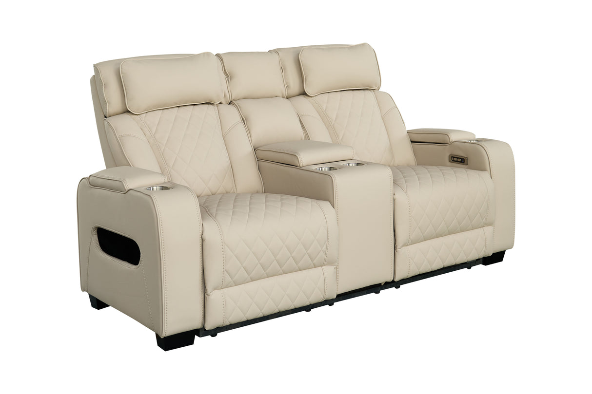 Cinema armchair HOLLYWOOD 2-seater electrically adjustable artificial leather beige