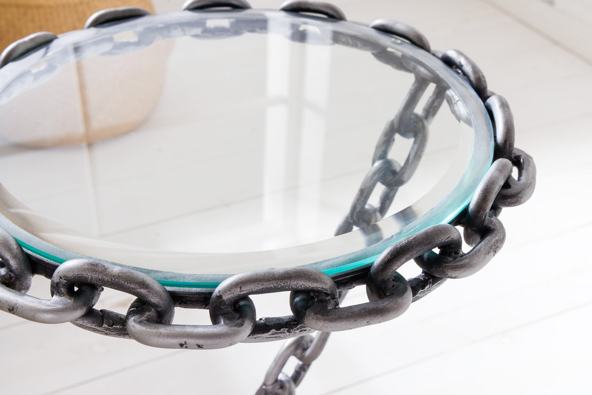 Side table CHAIN 55cm w/ glass plate