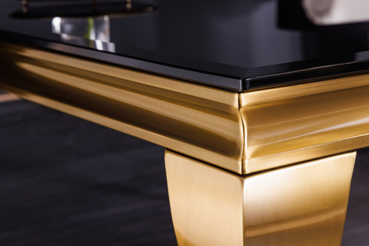 Couchtisch MODERN BAROCK 100cm gehärtetes Opalglas schwarz gold