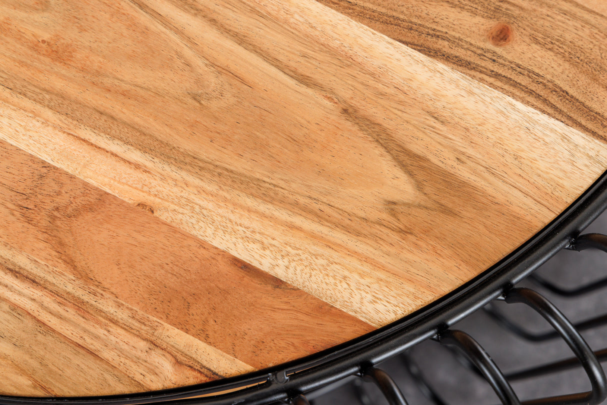 Couchtisch TRUE ELEMENTS 70cm Gestell schwarz Akazienholz natur