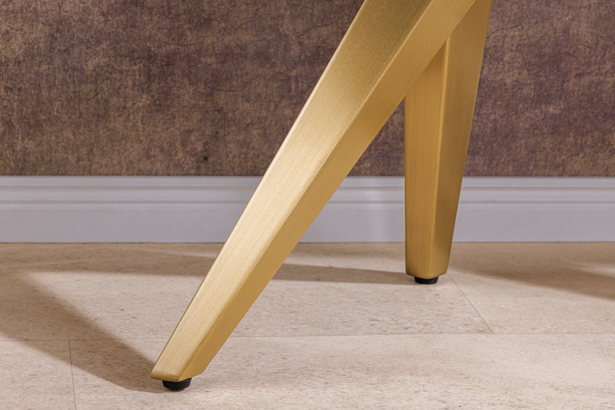 Console ART LIVING 140cm ceramic white marble top w/ champagne golden frame