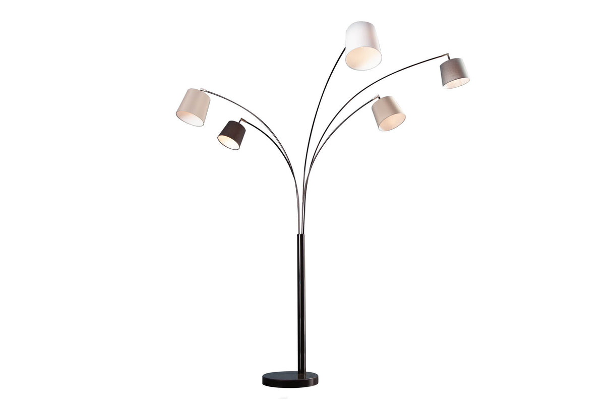 Floor lamp LEVELS 5 linen shades black grey white w/ marble base