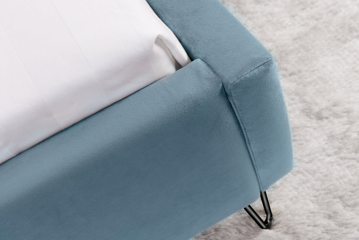 Bed PEARL 140x200cm velvet aqua