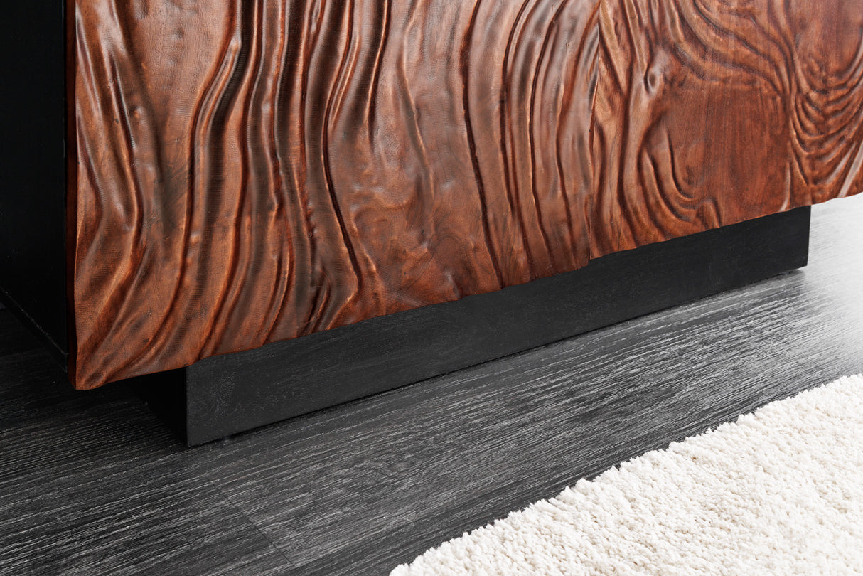 Highboard FLUID 110cm 3D acacia wood dark walnut brown