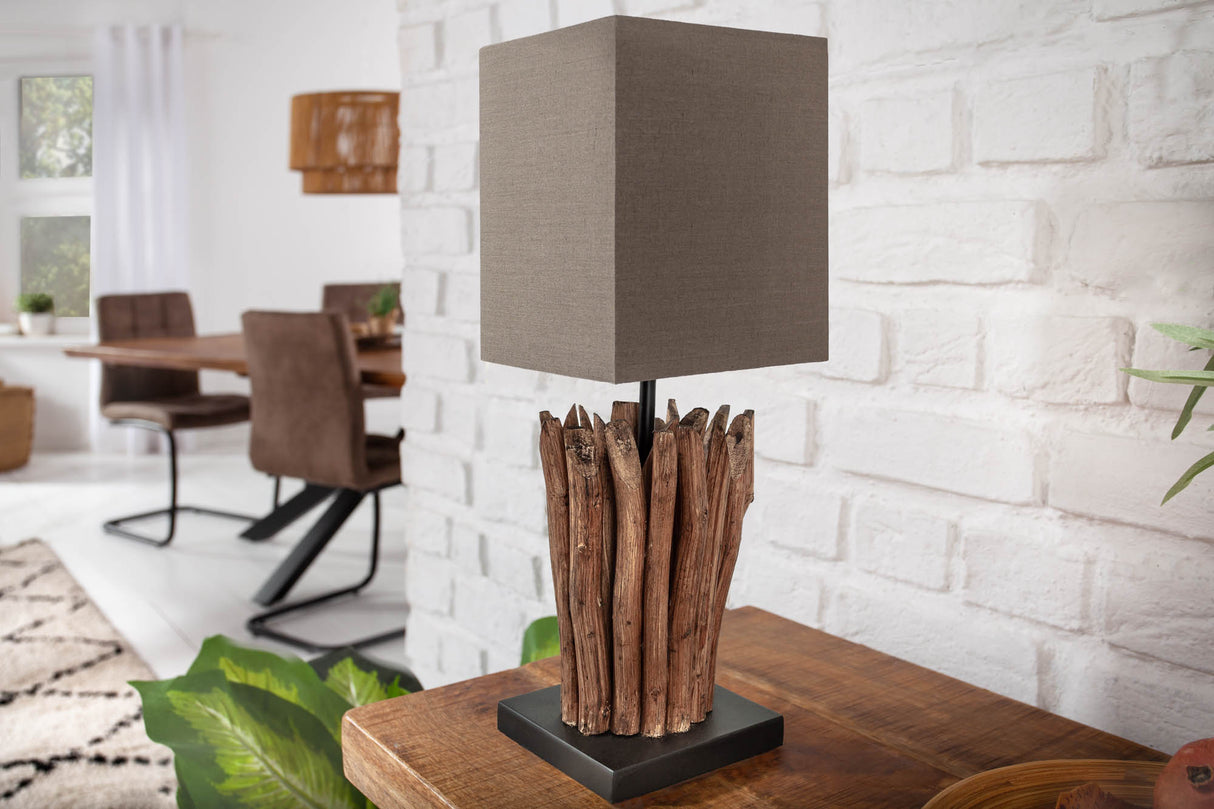 Table lamp EUPHORIA driftwood brown linen shade