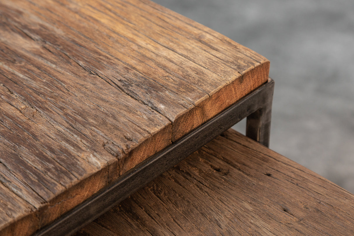 Side table BARRACUDA set of 2 recycled wood
