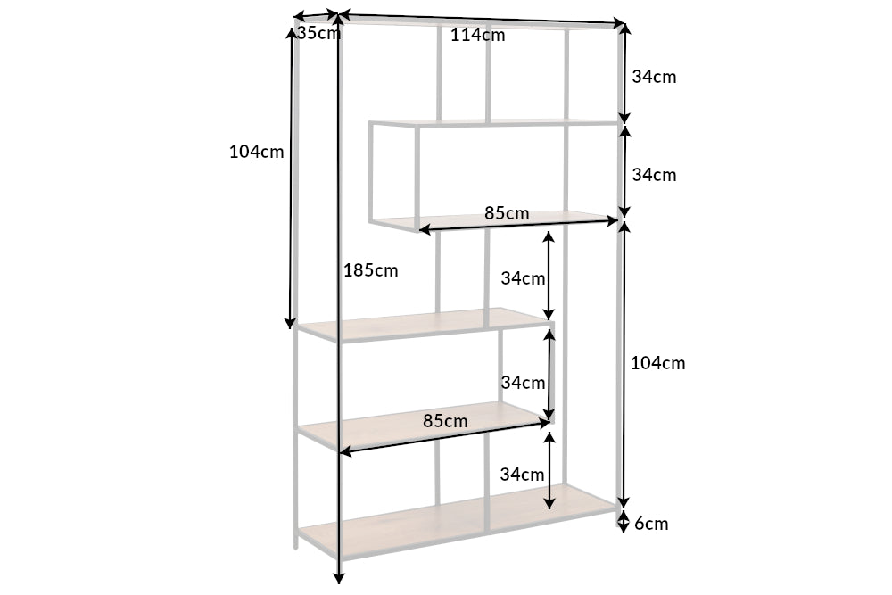 Regal SLIM LINE 185x115cm Wildeiche Holzoptik