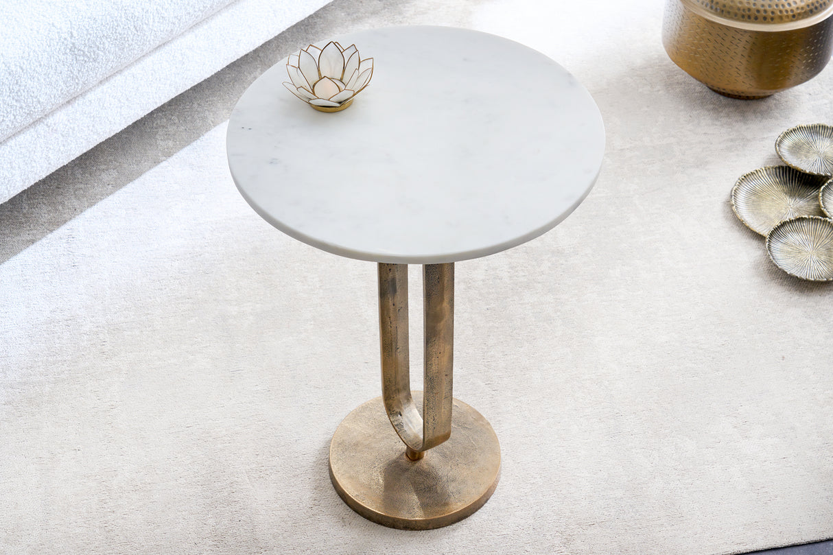 Side table ELEGANCE 60cm marble plate white
