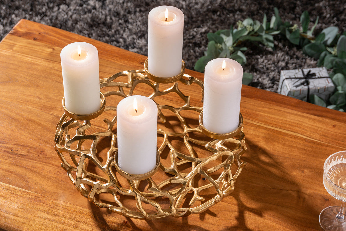 Candleholder ABSTRACT 38cm 4 flames gold