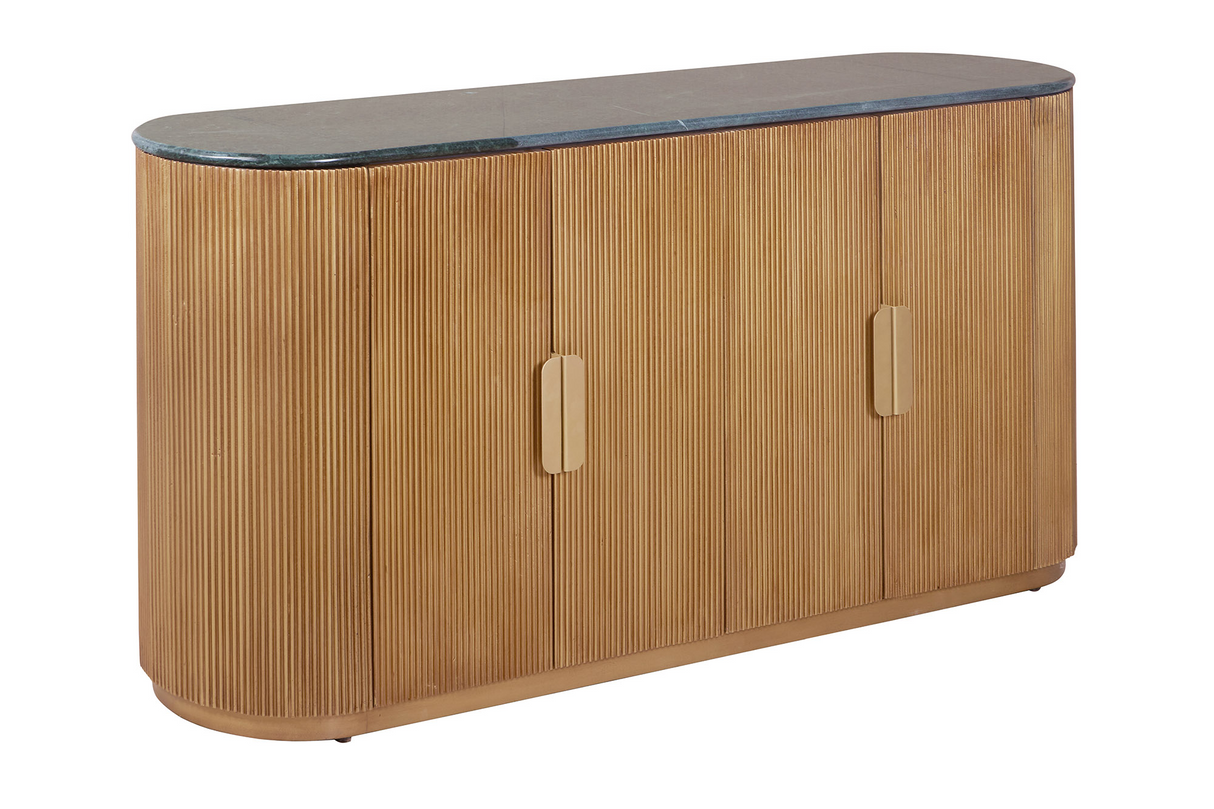 Sideboard VENEZIANO 170cm mango wood and marble top green brown