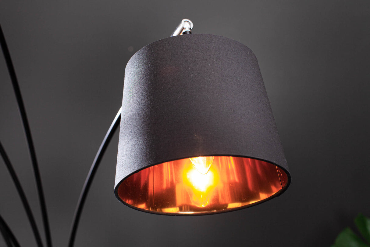 Stehleuchte LEVELS 202cm 5 Leinenschirme schwarz gold