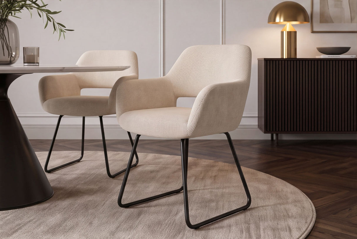 Stuhl MUSTANG mit Armlehnen Kord beige