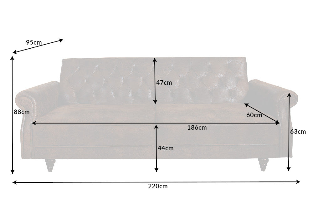 Sofa bed MAISON BELLE AFFAIRE 220cm microfibre antique brown
