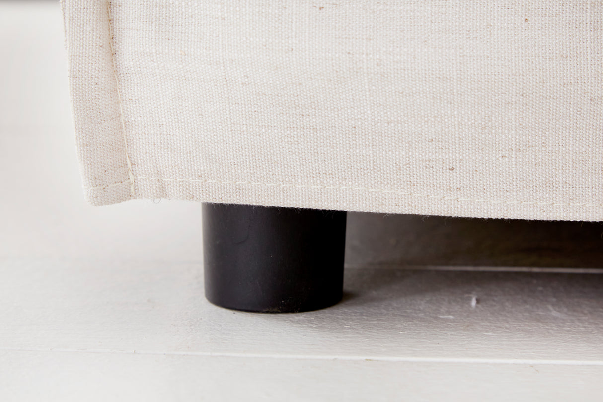Stool HEAVEN 100cm removable cover textured fabric linen natural