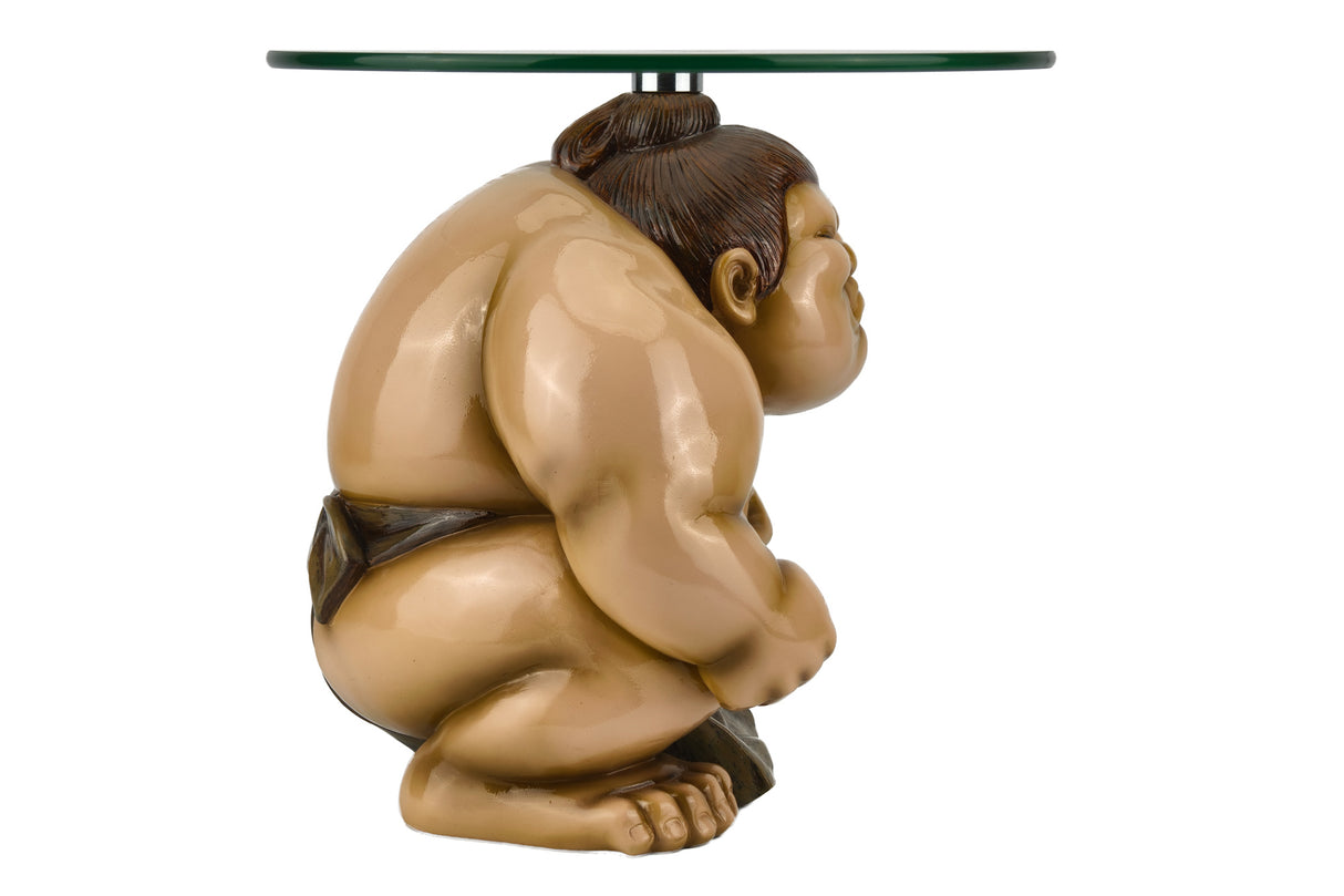 Beistelltisch SUMO, rund, 30 cm, Glas, beige